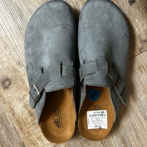 Faux Suede Clog Women’s Shoes - Blue Gray Size 10